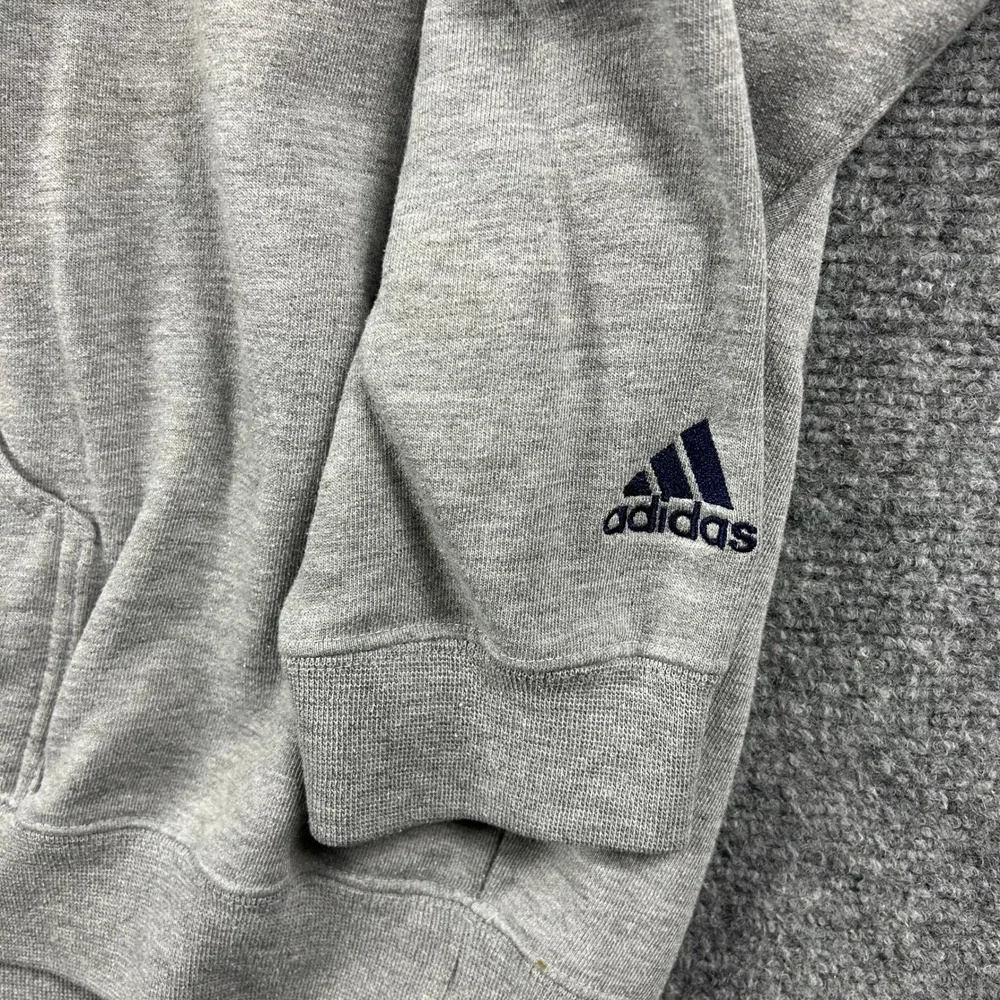 VTG Adidas Hoodie Mens XL Gray New York Yankees Embroidered Logo Sweatshirt MLB‎